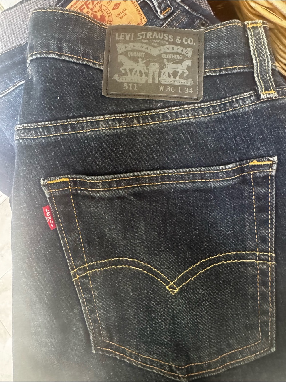 Levi's 511 Slim Straight Jeans - Dark Indigo with Yellow Stitching